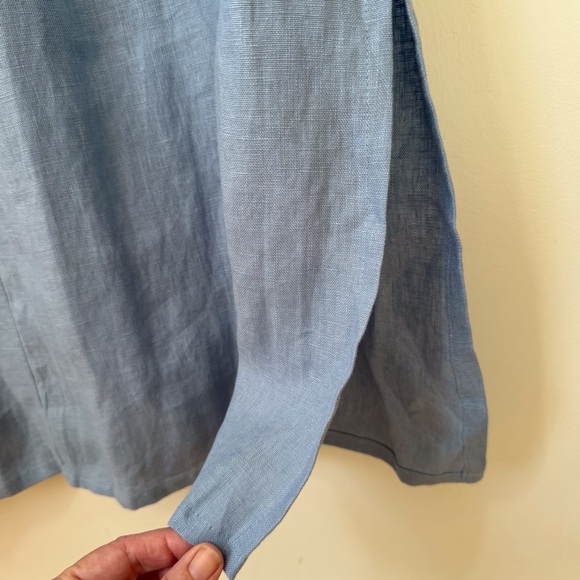 Lintico linen dress Taylor sleeveless pockets midi length blue button placket XL - Picture 5 of 9